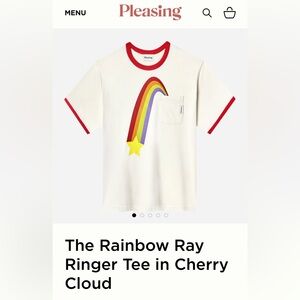 Pleasing Rainbow Ray Ringer Tee NWOT